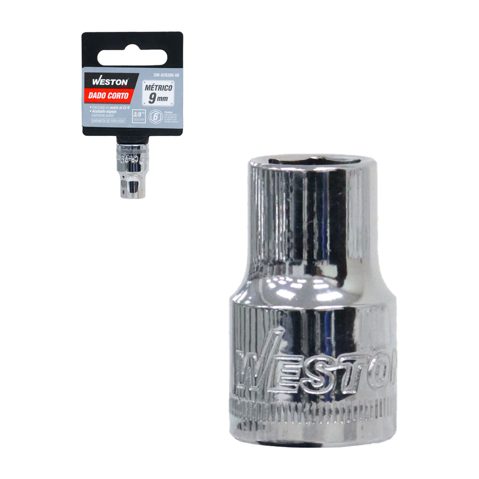 Dado Corto Cuadro 3/8" 6 Puntas 9 mm Weston