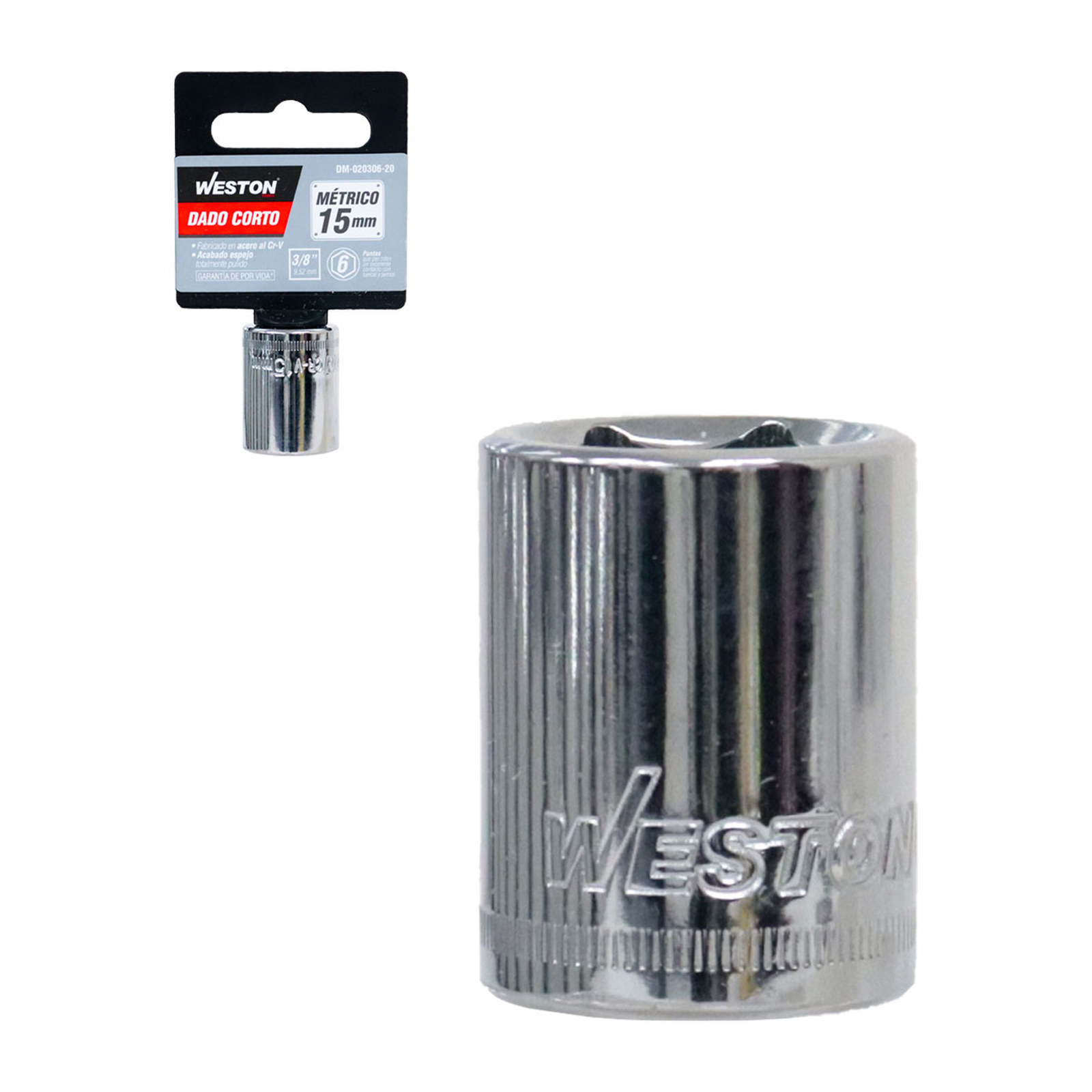 Dado Corto Cuadro 3/8" 6 Puntas 15 mm Weston