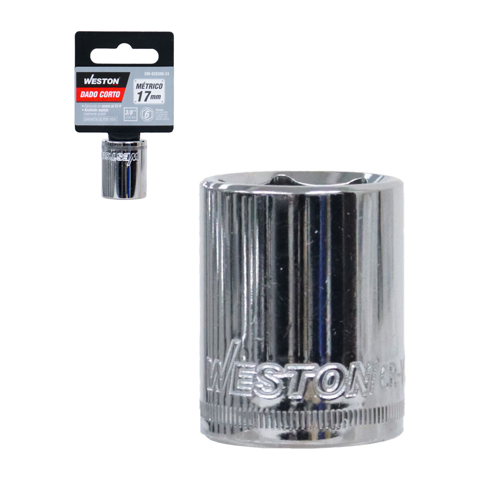 Dado Corto Cuadro 3/8" 6 Puntas 17 mm Weston