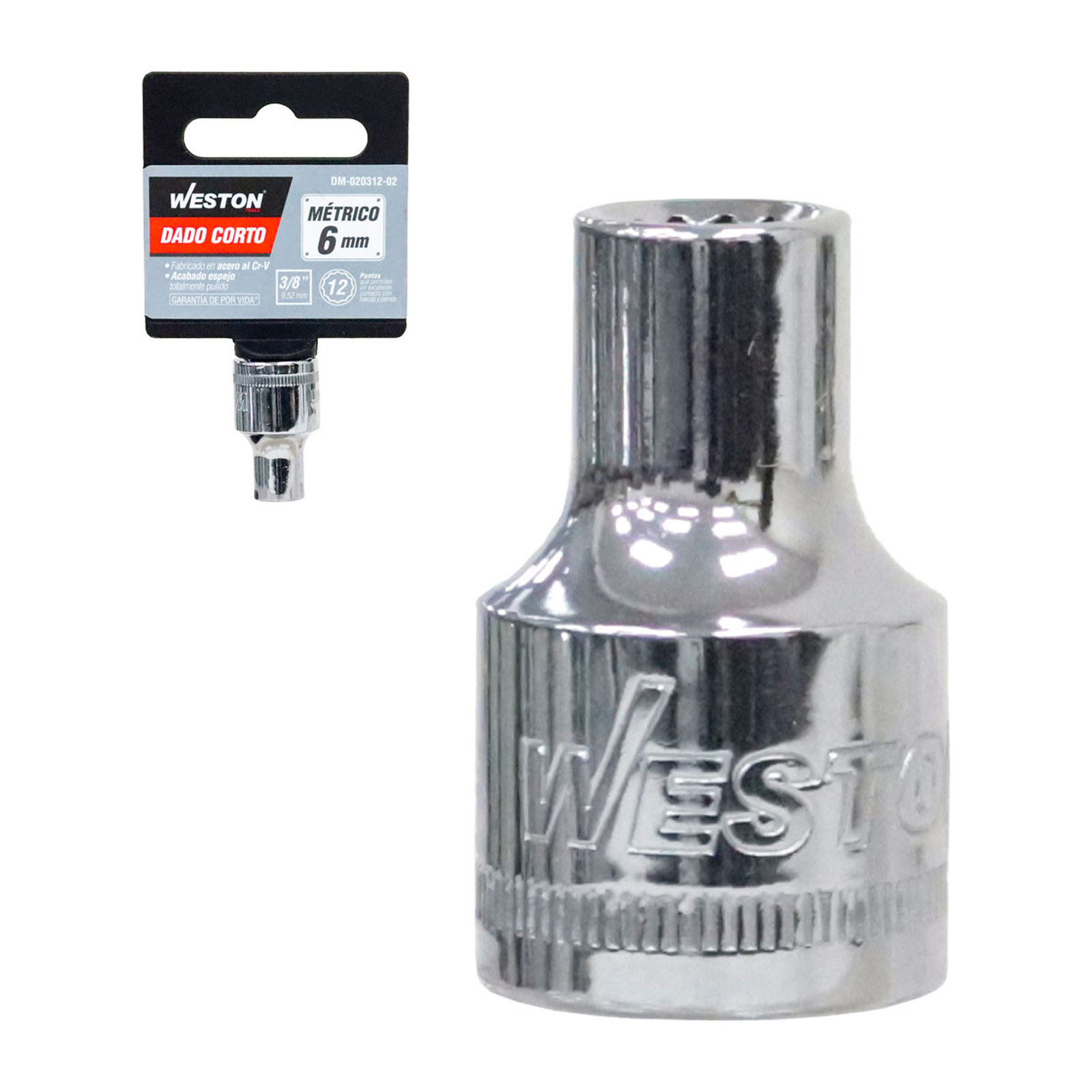 Dado Corto Cuadro 3/8" 12 Puntas 6 mm Weston