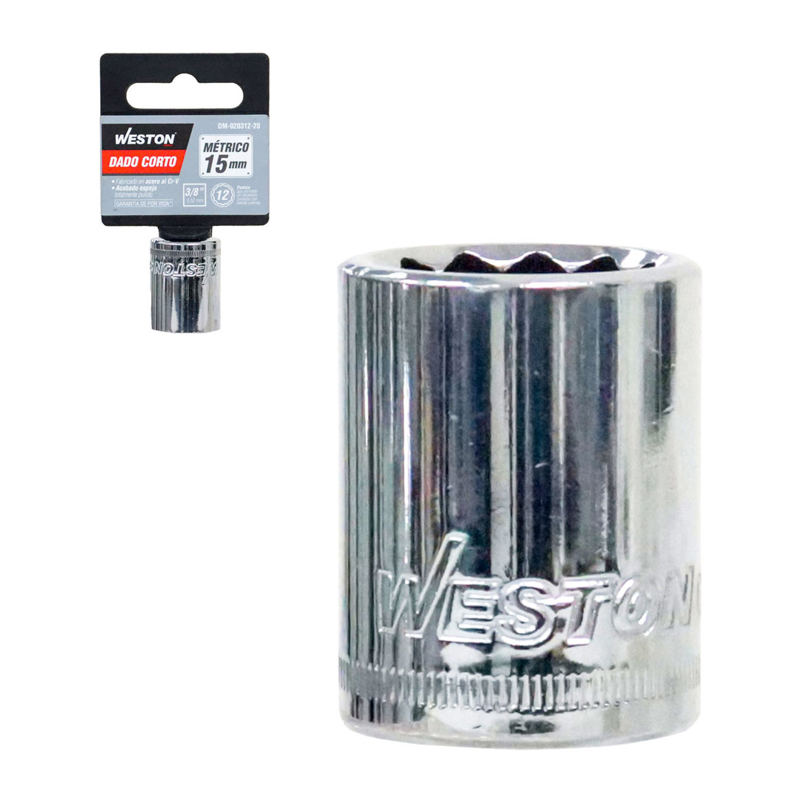 Dado Corto Cuadro 3/8" 12 Puntas 15 mm WESTON