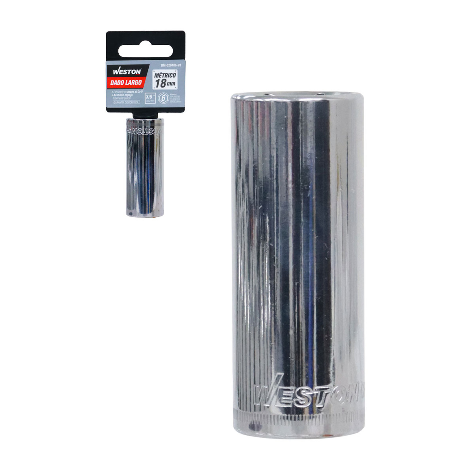 Dado Largo Cuadro 3/8" 6 Puntas 18 mm Weston