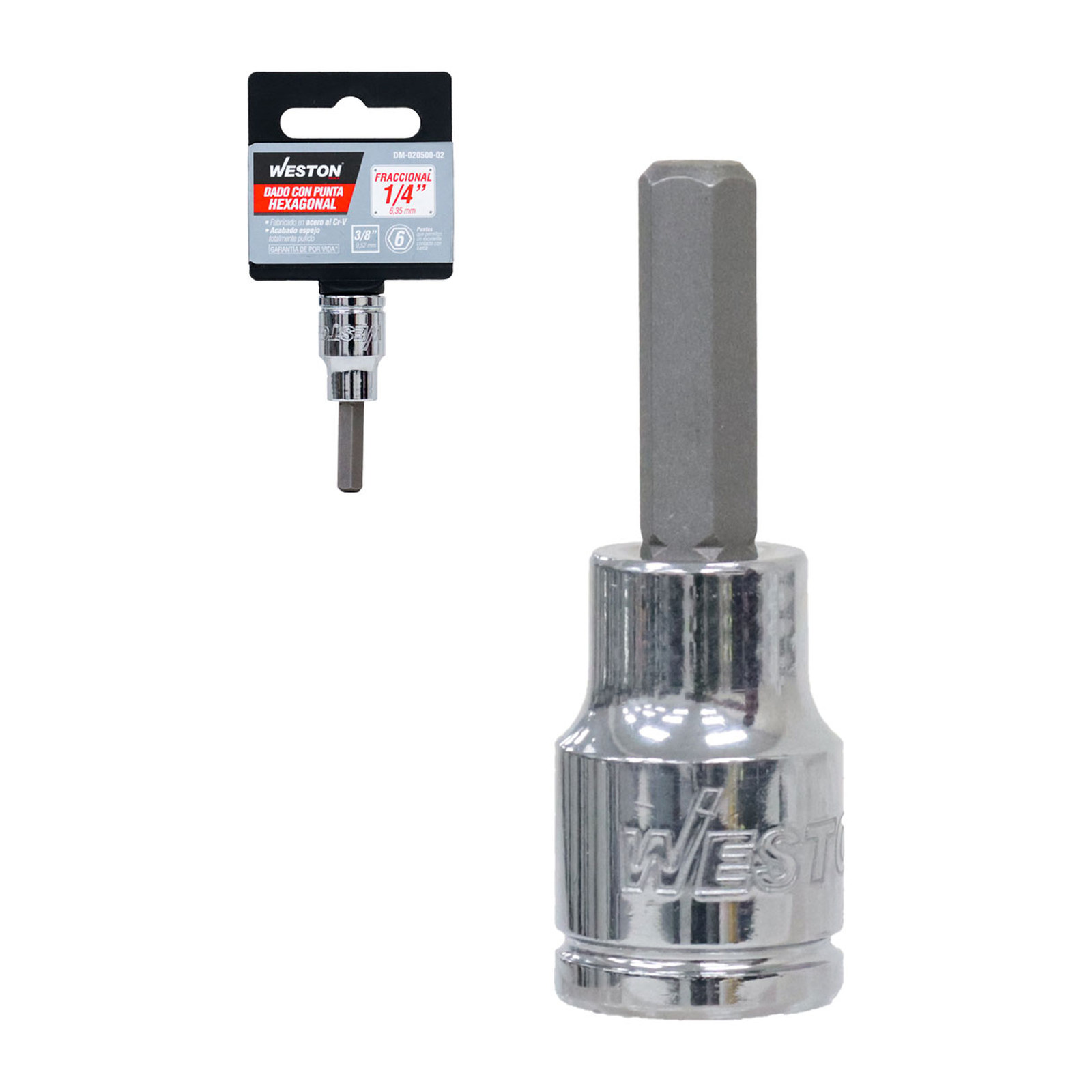 Dado Cuadro 3/8" con Punta Hexagonal 1/4" WESTON