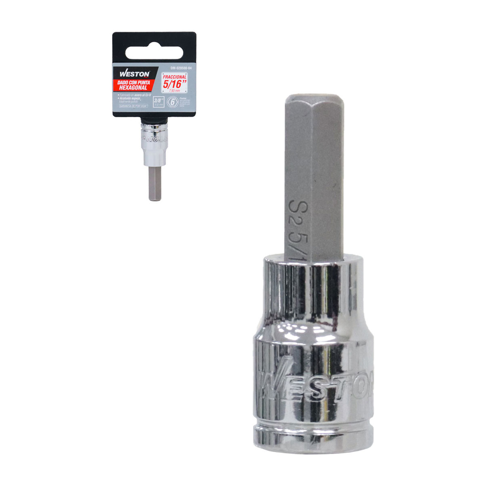 Dado Cuadro 3/8" con Punta Hexagonal 5/16" Weston