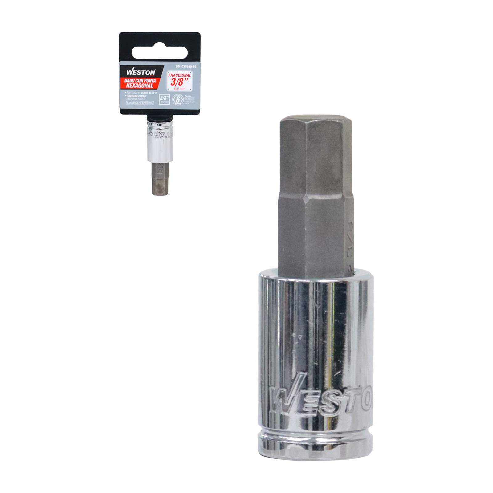 Dado Cuadro 3/8" con Punta Hexagonal 3/8" Weston