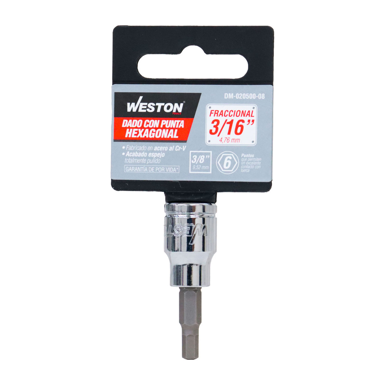 DADO CUADRO 3/8" CON PUNTA HEXAGONAL , 3/16" - Imagen 4