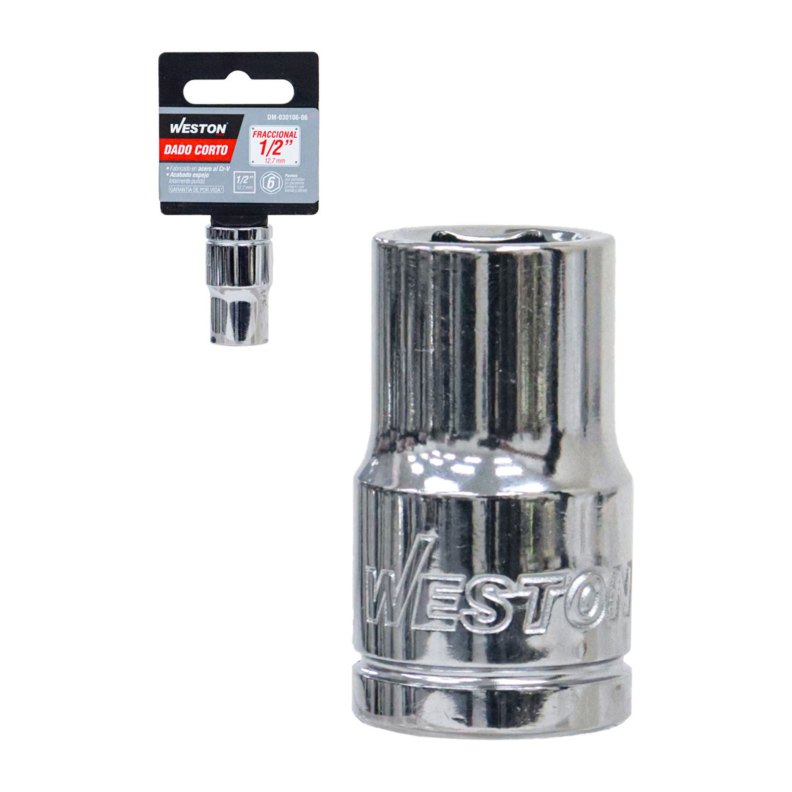 Dado Corto Cuadro 1/2" 6 Puntas 1/2" Weston