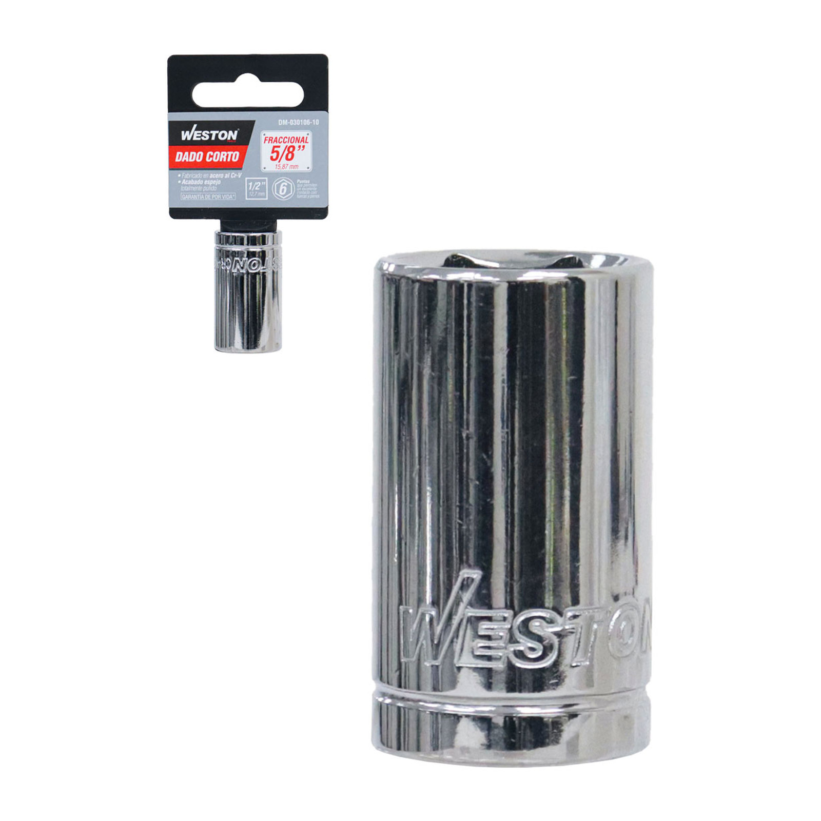 Dado Corto Cuadro 1/2" 6 Puntas 5/8" Weston