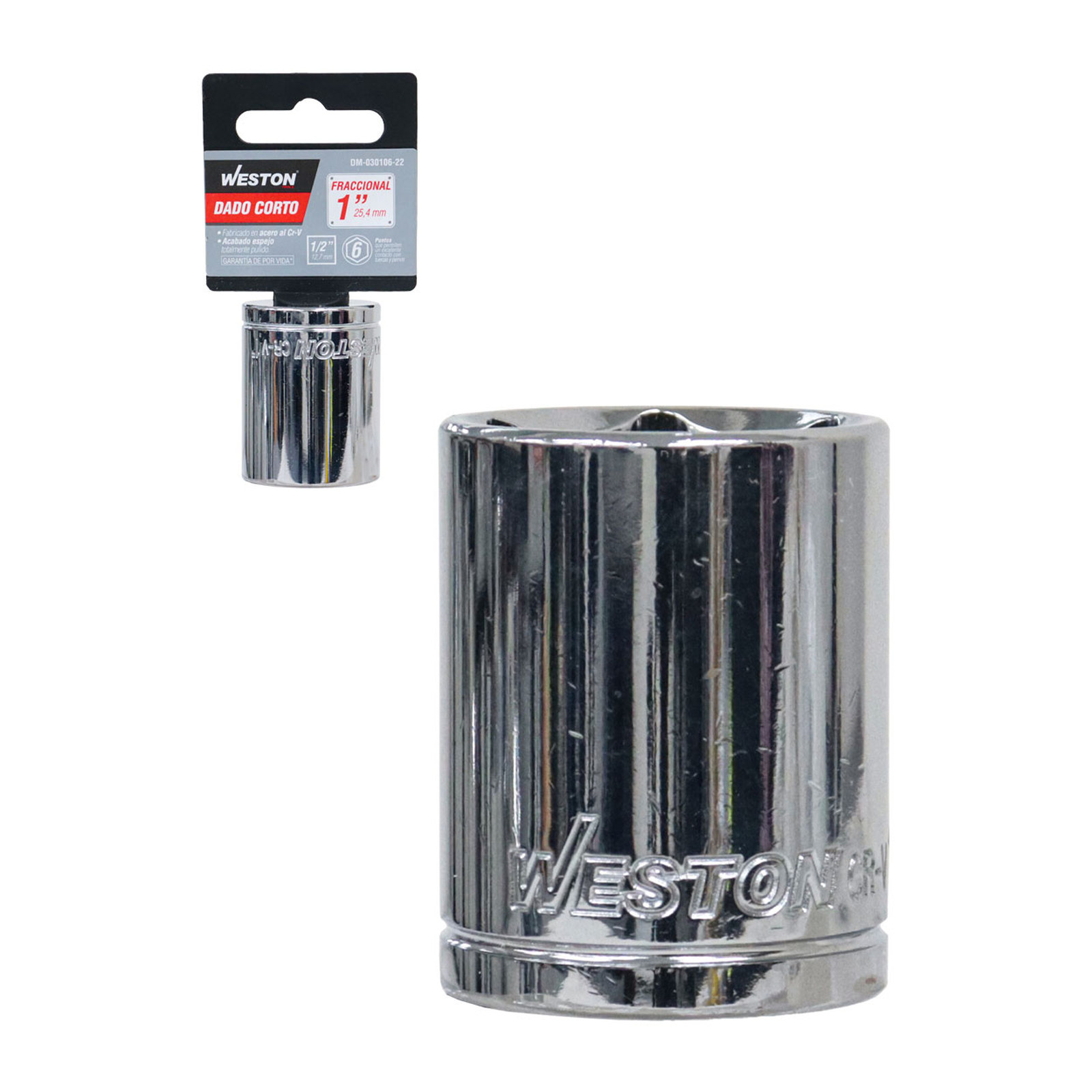 Dado Corto Cuadro 1/2" 6 Puntas 1" Weston