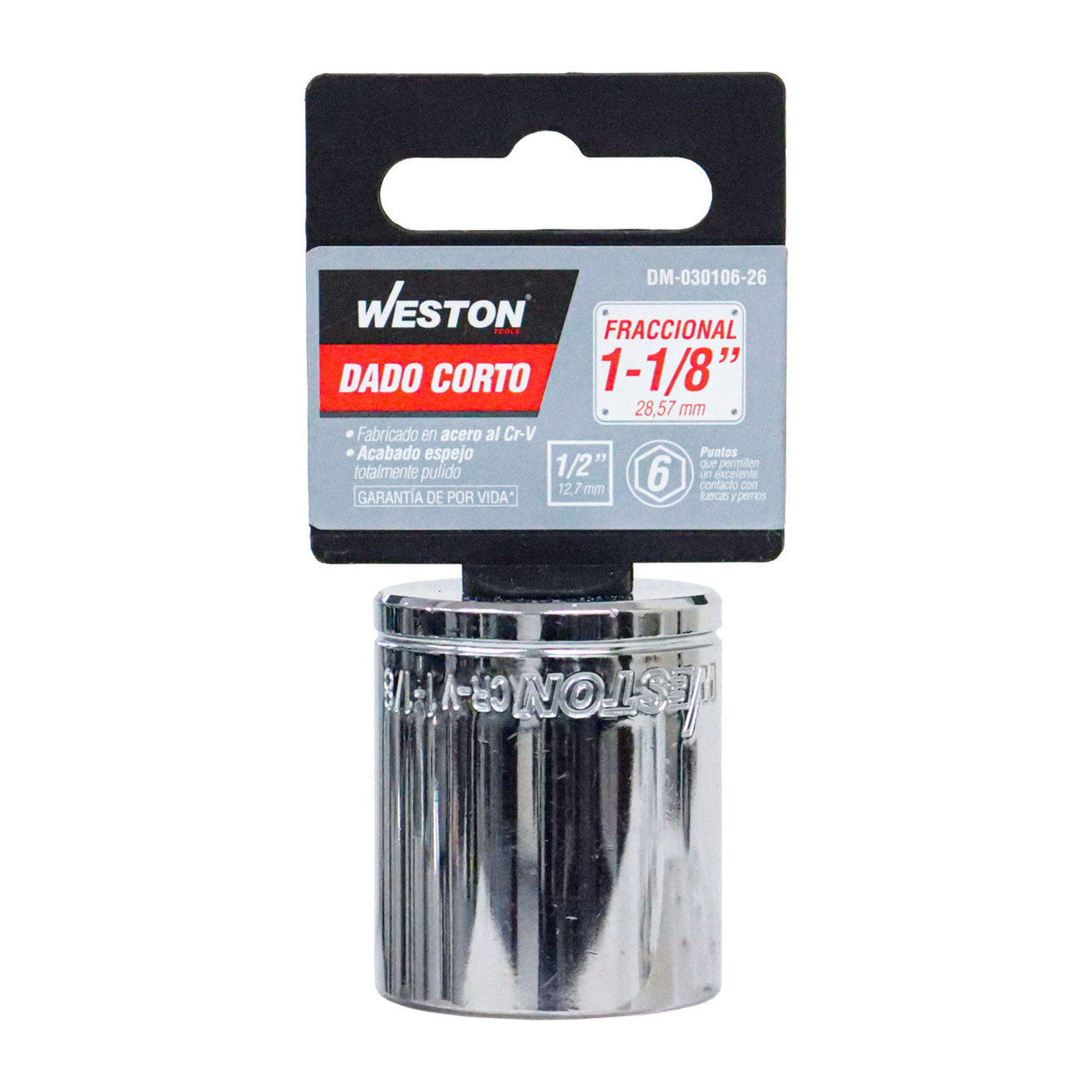 DADO CORTO CUADRO 1/2" 6 PUNTAS, 1-1/8" - Imagen 4