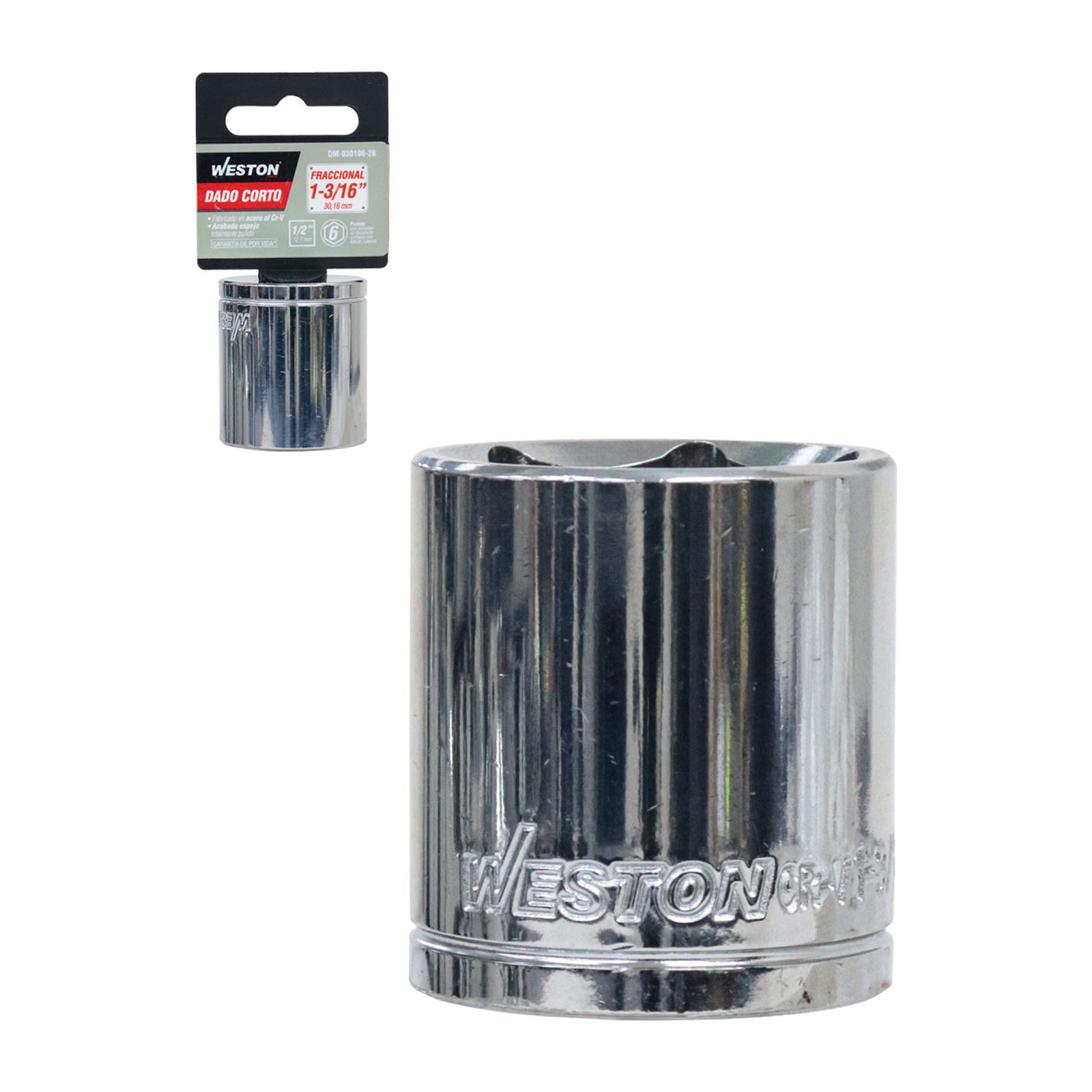 Dado Corto Cuadro 1/2" 6 Puntas 1-3/16" Weston