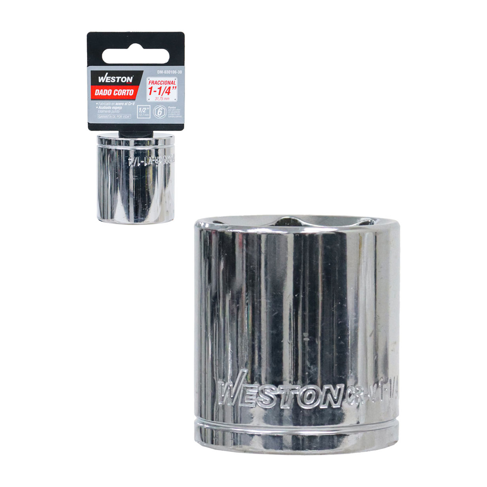 Dado Corto Cuadro 1/2" 6 Puntas 1-1/4" Weston