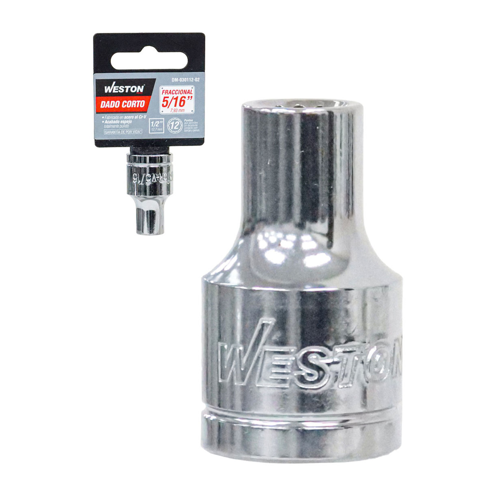 Dado Corto Cuadro 1/2" 12 Puntas 5/16" Weston