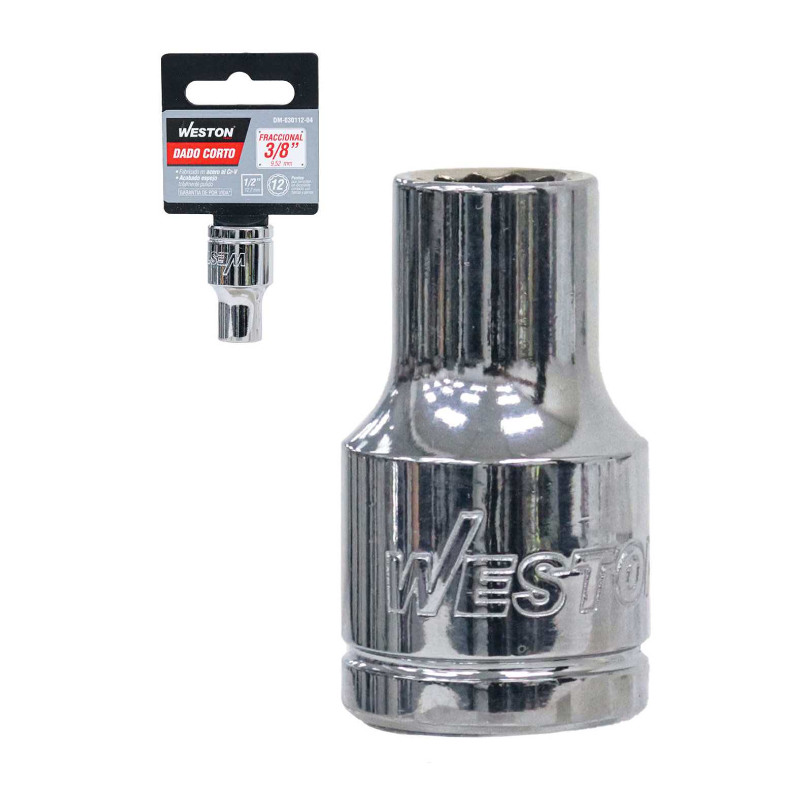 Dado Corto Cuadro 1/2" 12 Puntas Weston, Cuadro de Accionamiento 3/8"