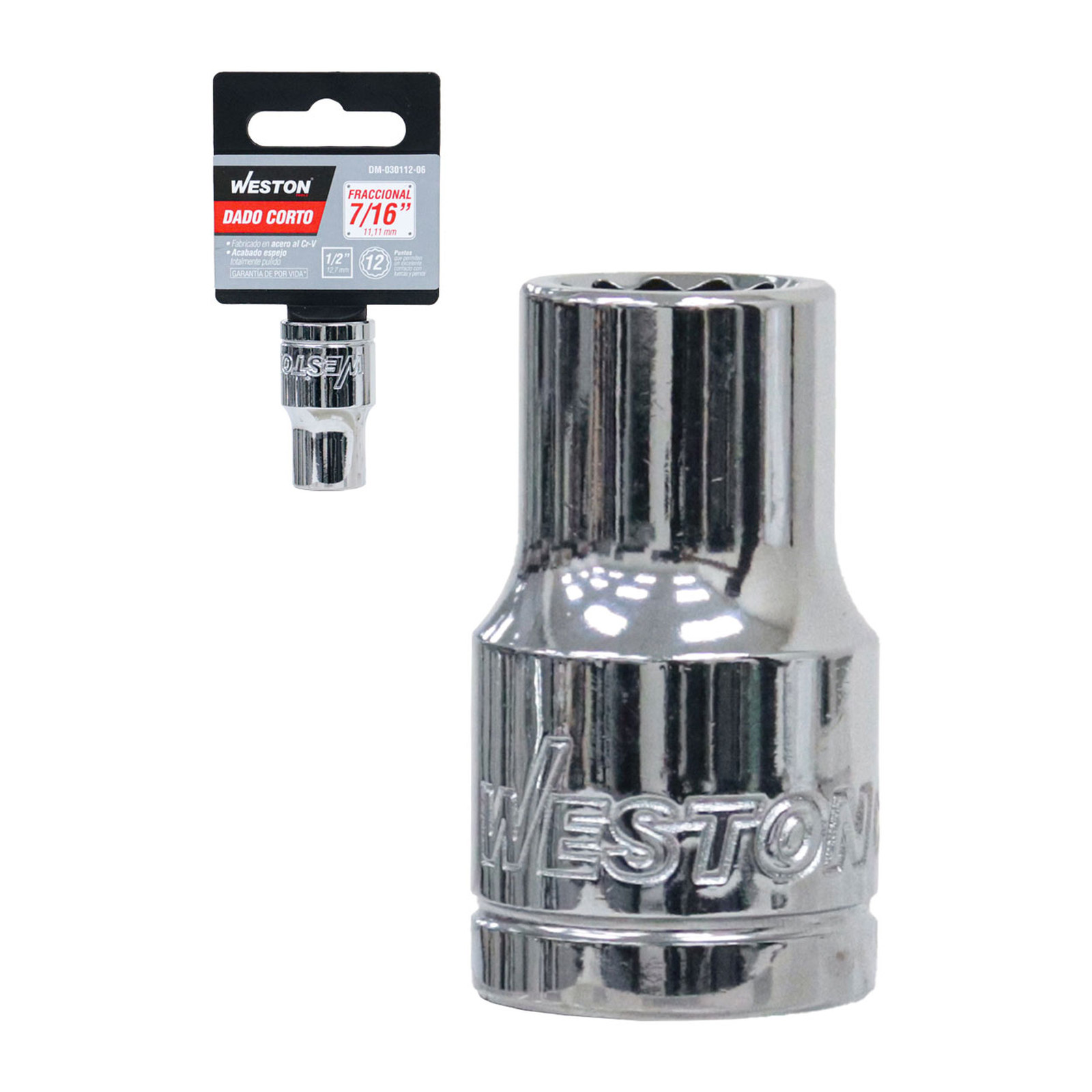 Dado Corto Cuadro 1/2" 12 Puntas 7/16" Weston