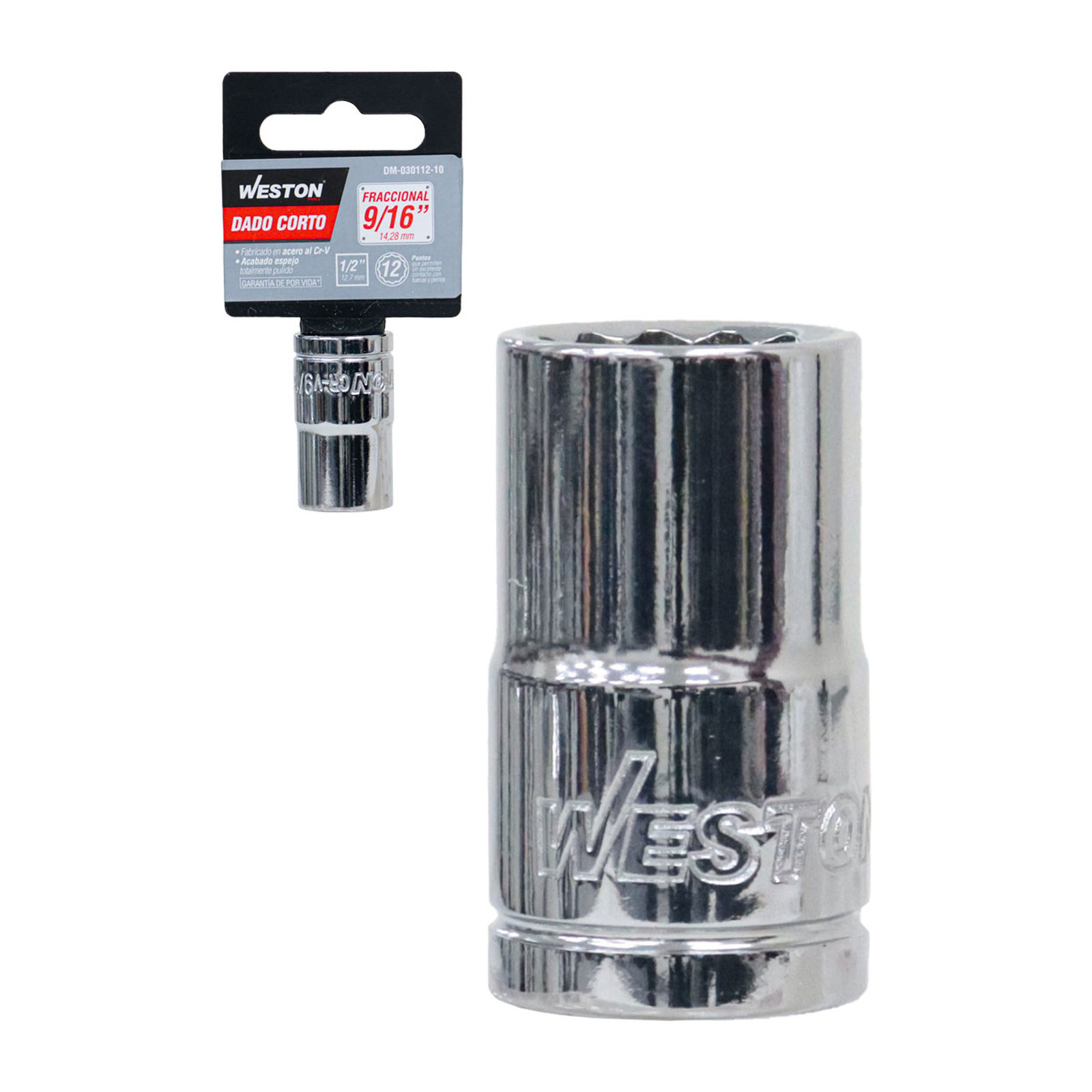 Dado Corto Cuadro 1/2" 12 Puntas 9/16" Weston