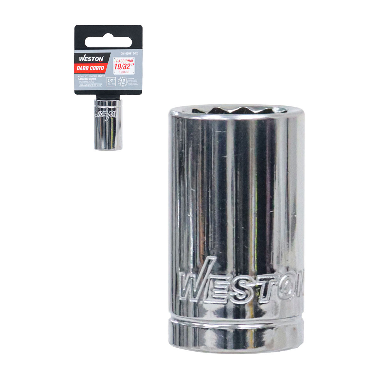 Dado Corto Cuadro 1/2" 12 Puntas 19/32" Weston