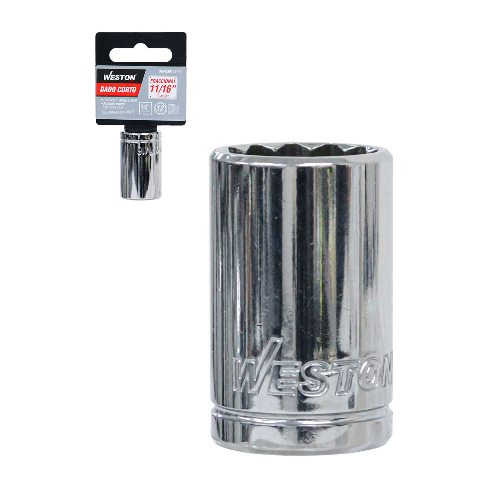 Dado Corto Cuadro 1/2" 12 Puntas 11/16" Weston