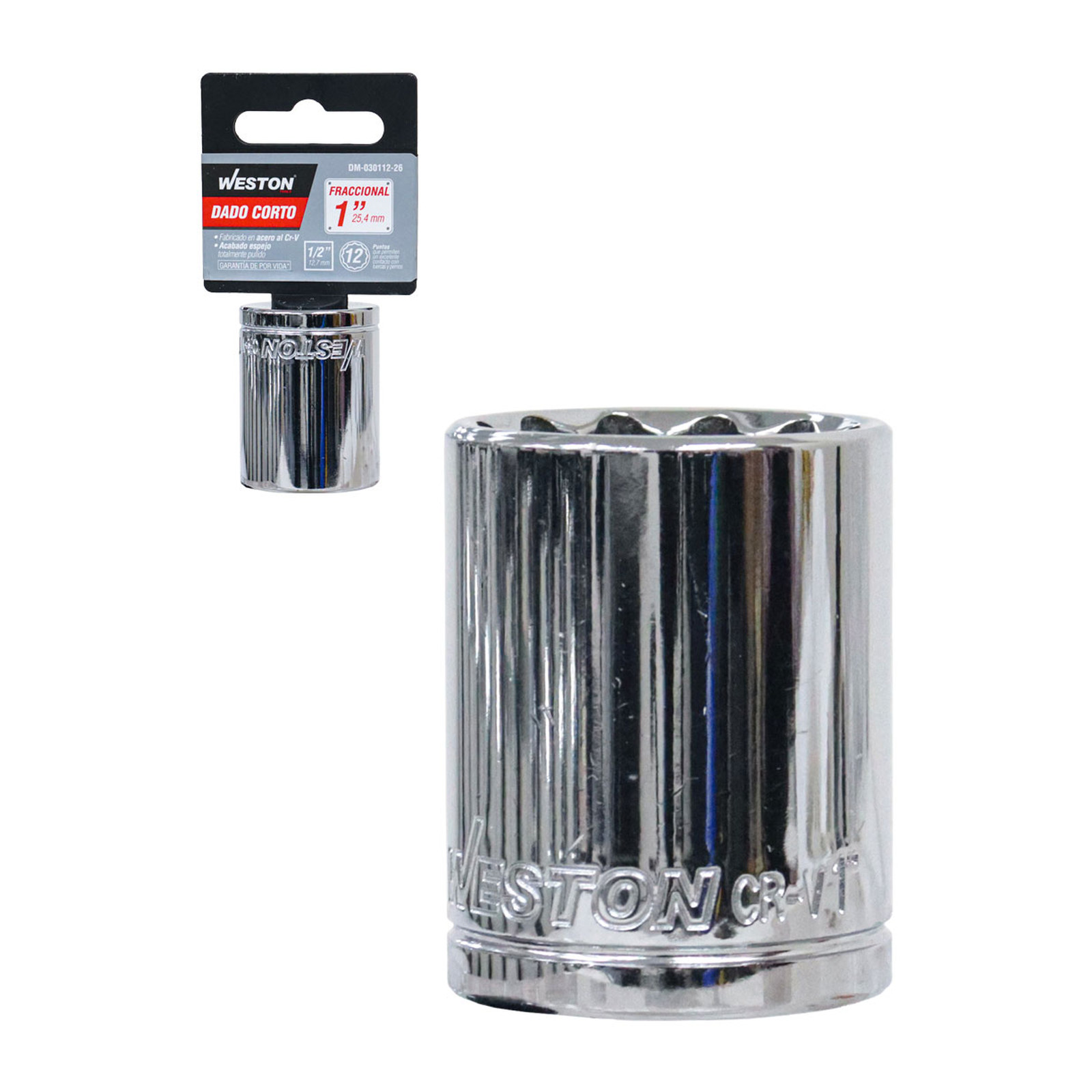 Dado Corto Cuadro 1/2" 12 Puntas 1" Weston