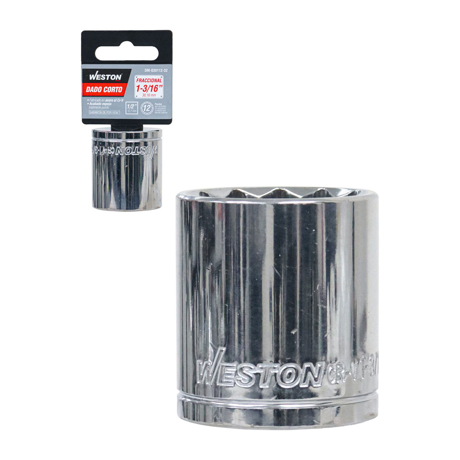 Dado Corto Cuadro 1/2" 12 Puntas 1-3/16" Weston