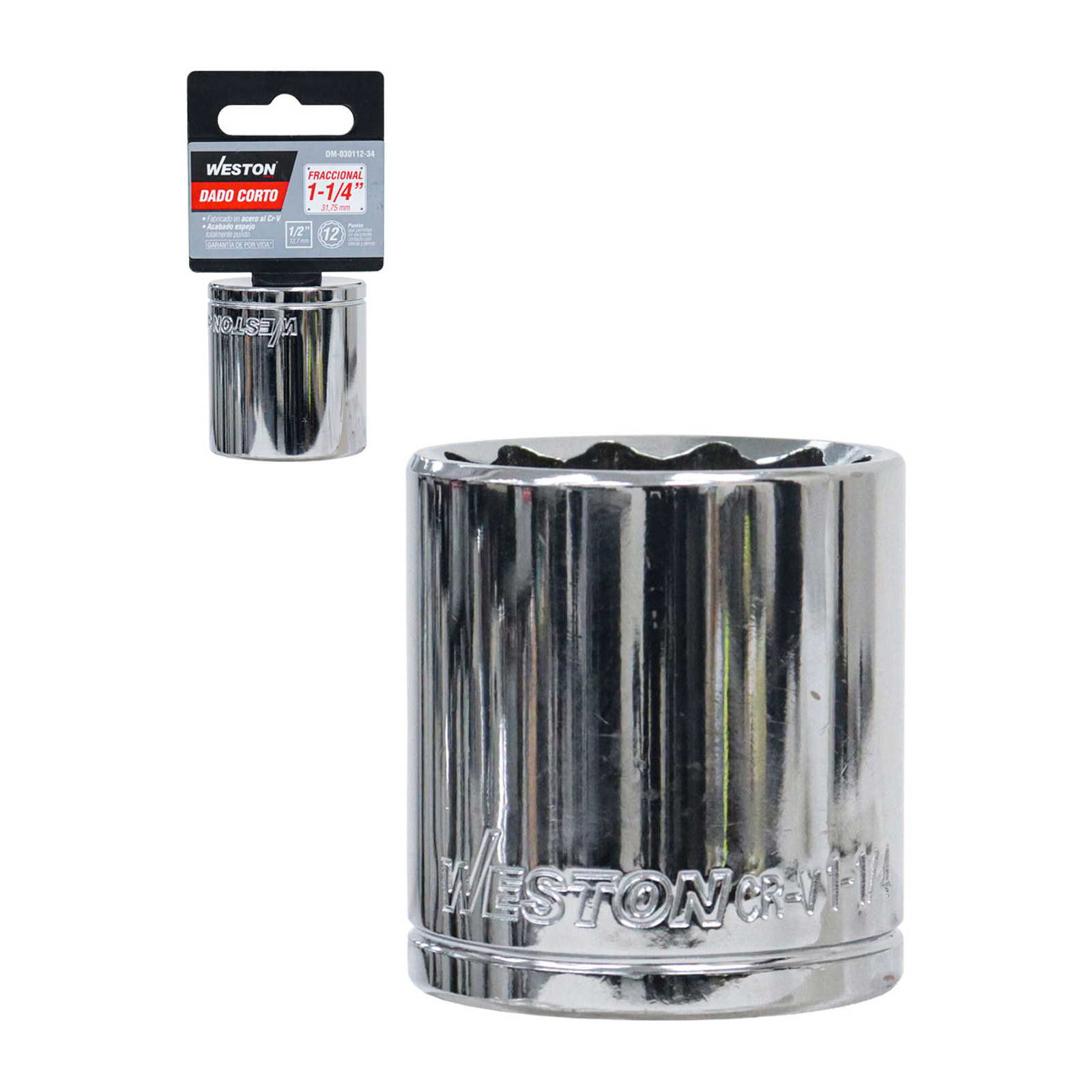 Dado Corto Cuadro 1/2" 12 Puntas 1-1/4" Weston