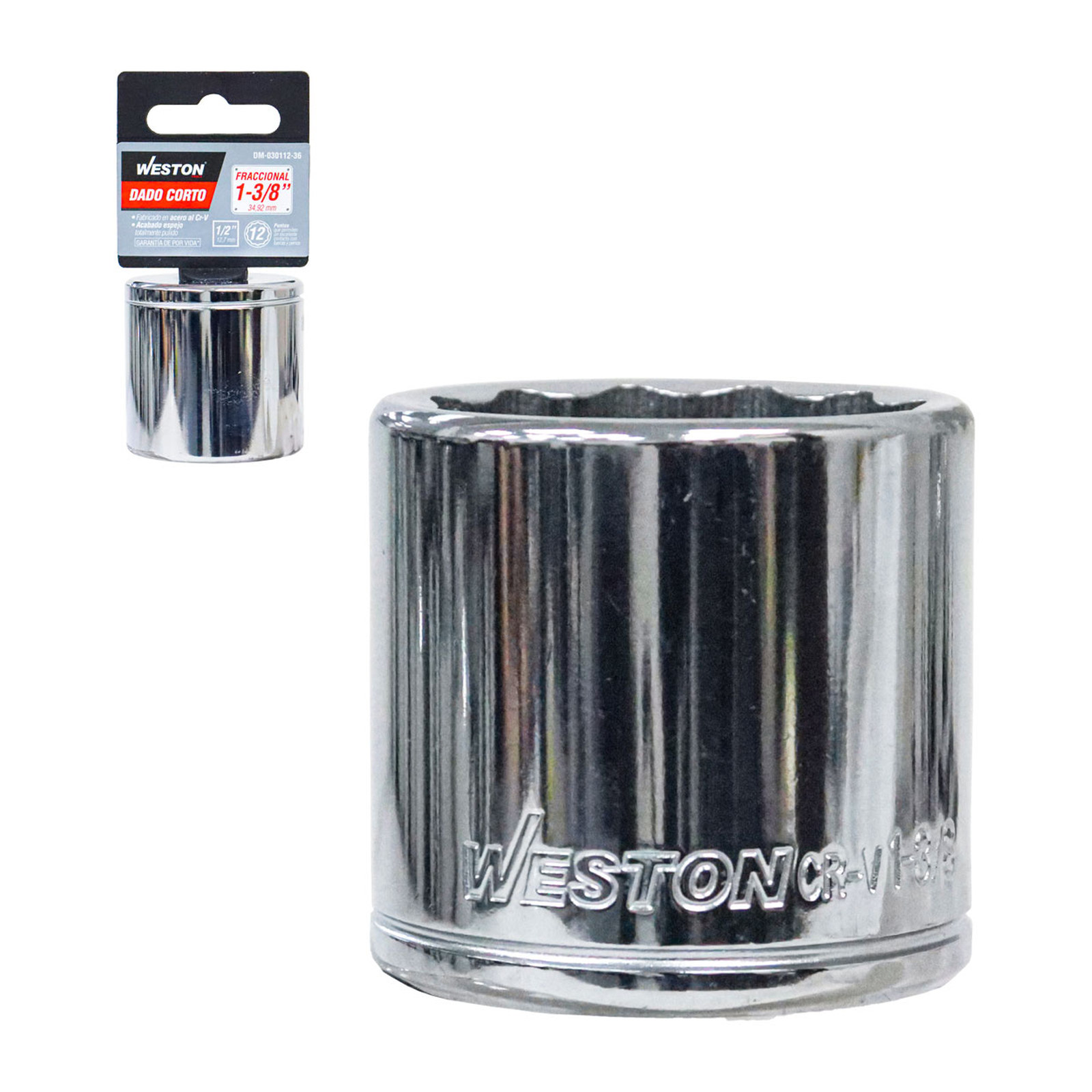 Dado Corto Cuadro 1/2" 12 Puntas 1-3/8" Weston