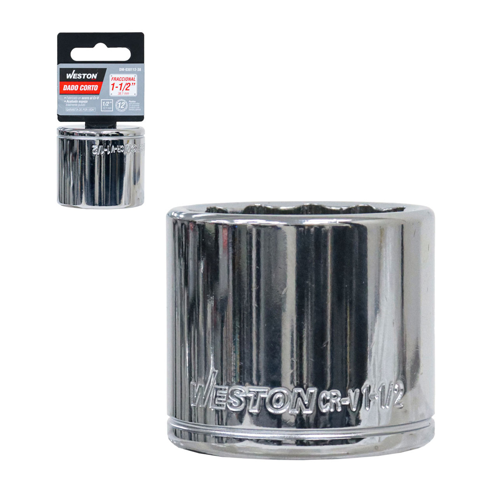 Dado Corto Cuadro 1/2" 12 Puntas 1-1/2" Weston