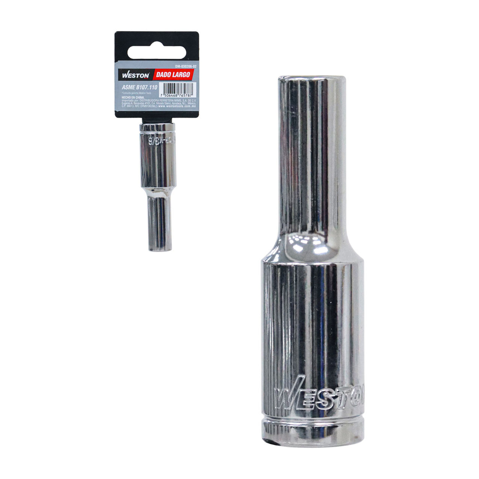 Dado Largo Weston Cuadro 1/2" 6 Puntas Accionamiento 3/8"