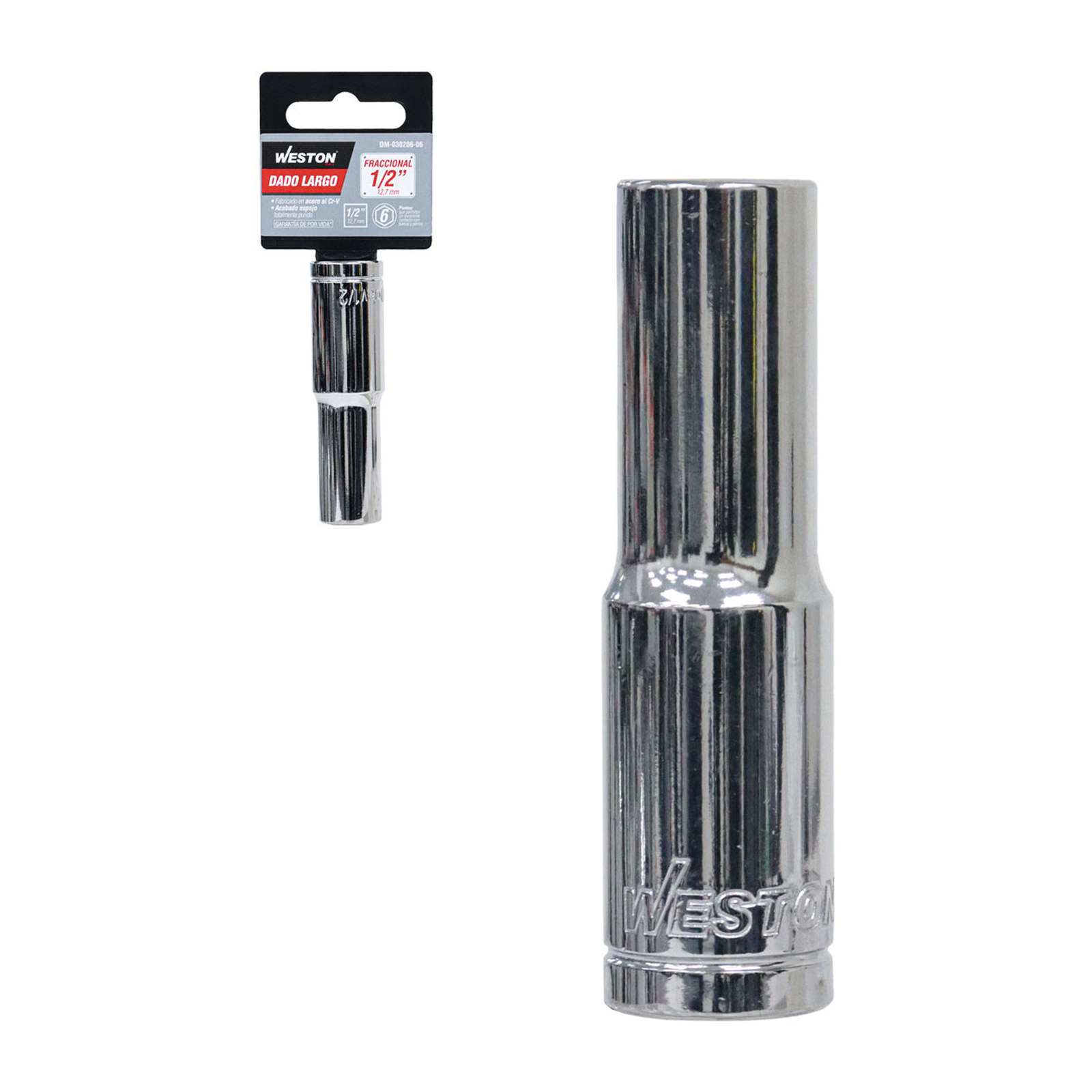 Dado Largo Cuadro 1/2" 6 Puntas 1/2" Weston