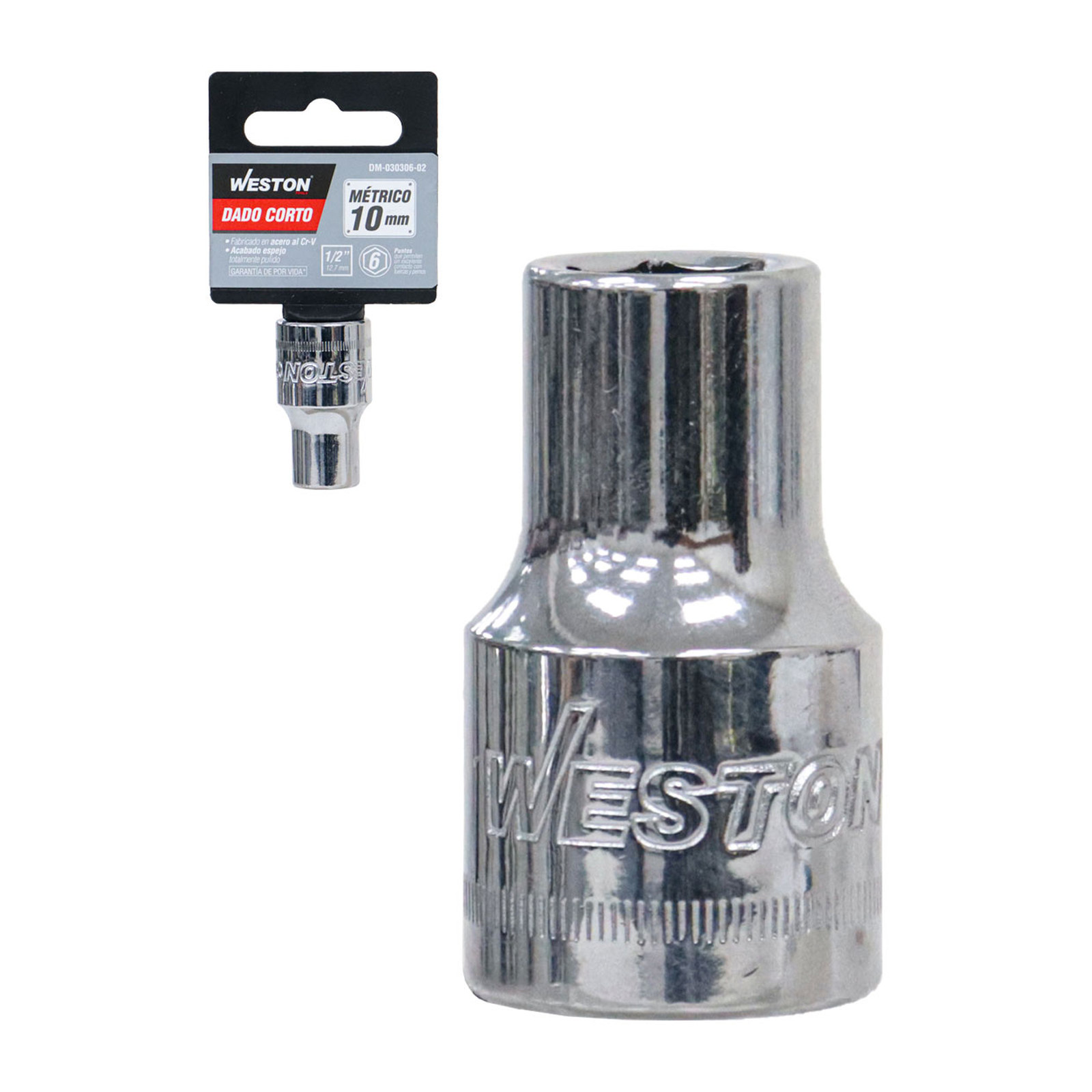 Dado Corto Cuadro 1/2" 6 Puntas 10 mm Weston