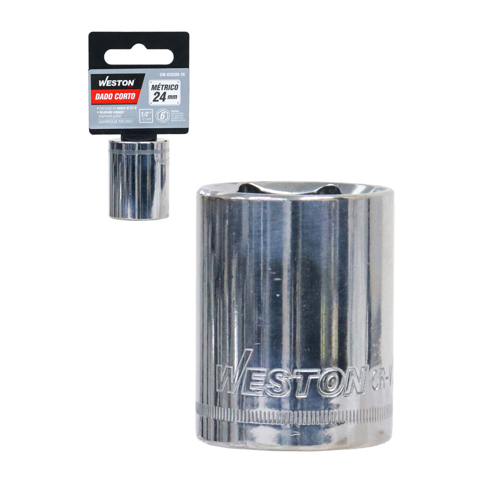 Dado Corto Cuadro 1/2" 6 Puntas 24 mm Weston