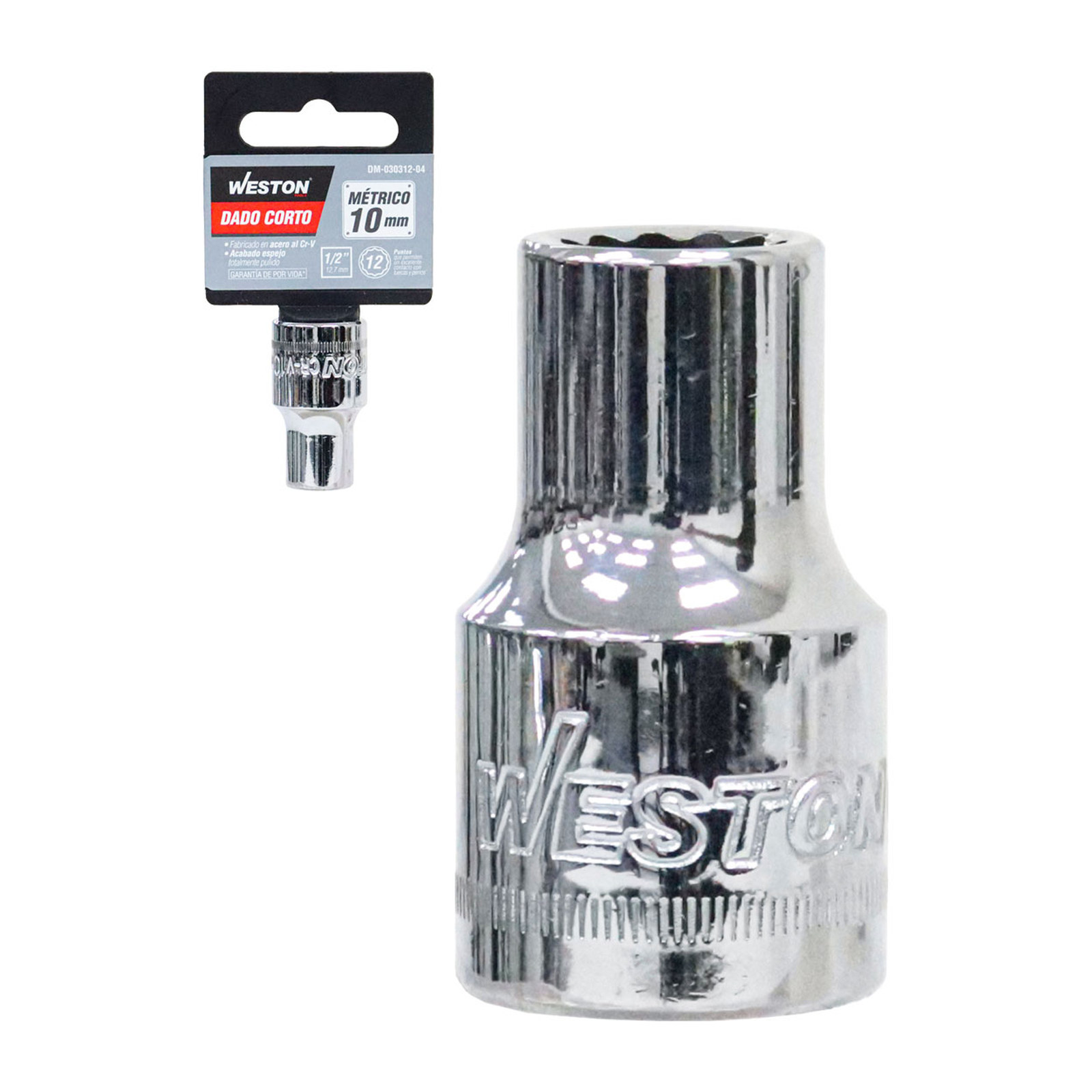 Dado Corto Cuadro 1/2" 12 Puntas 10 mm Weston