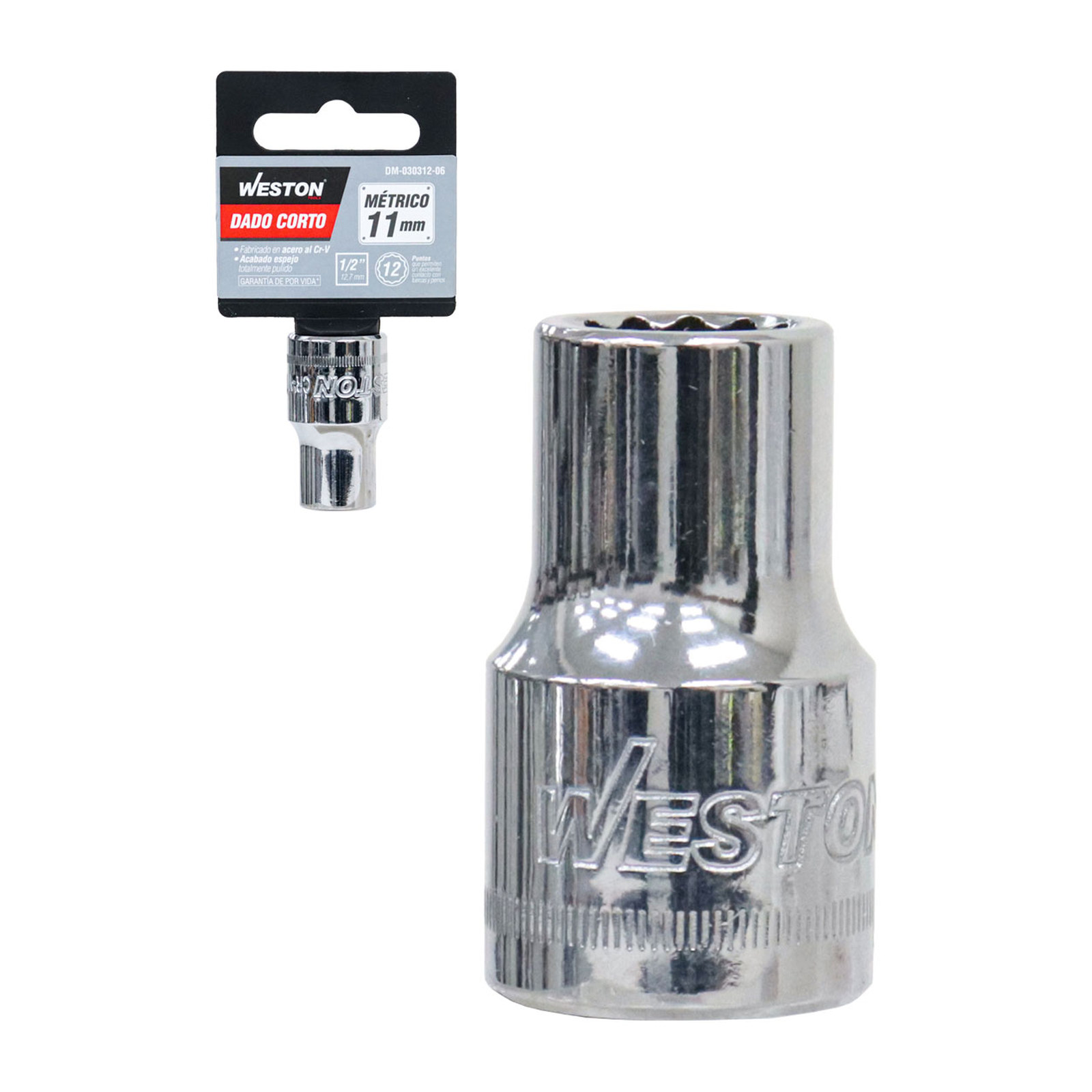 Dado Corto Cuadro 1/2" 12 Puntas 11 mm Weston