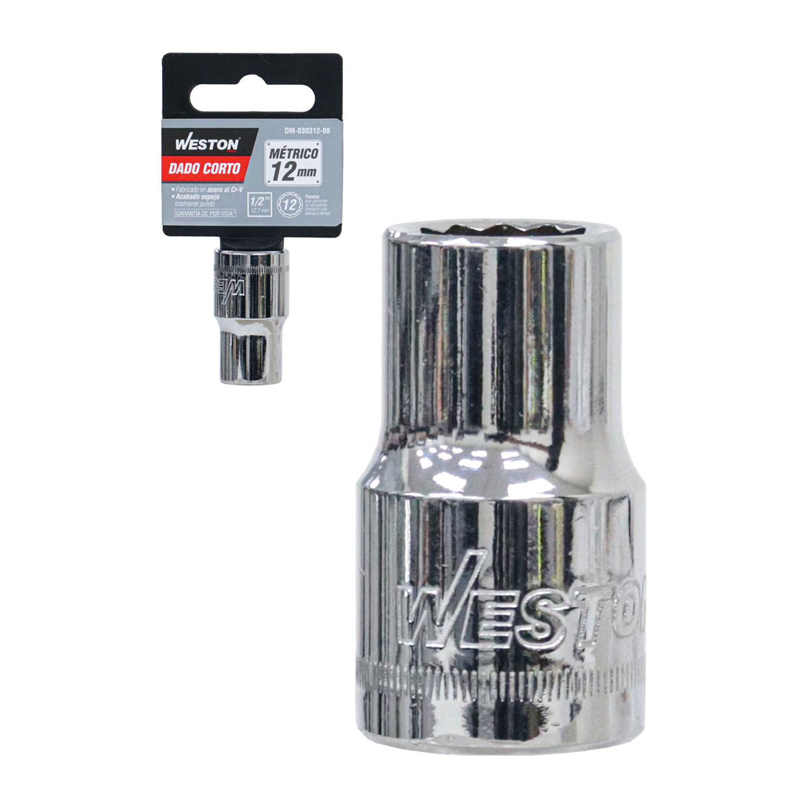 Dado Corto Cuadro 1/2" 12 Puntas 12 mm Weston