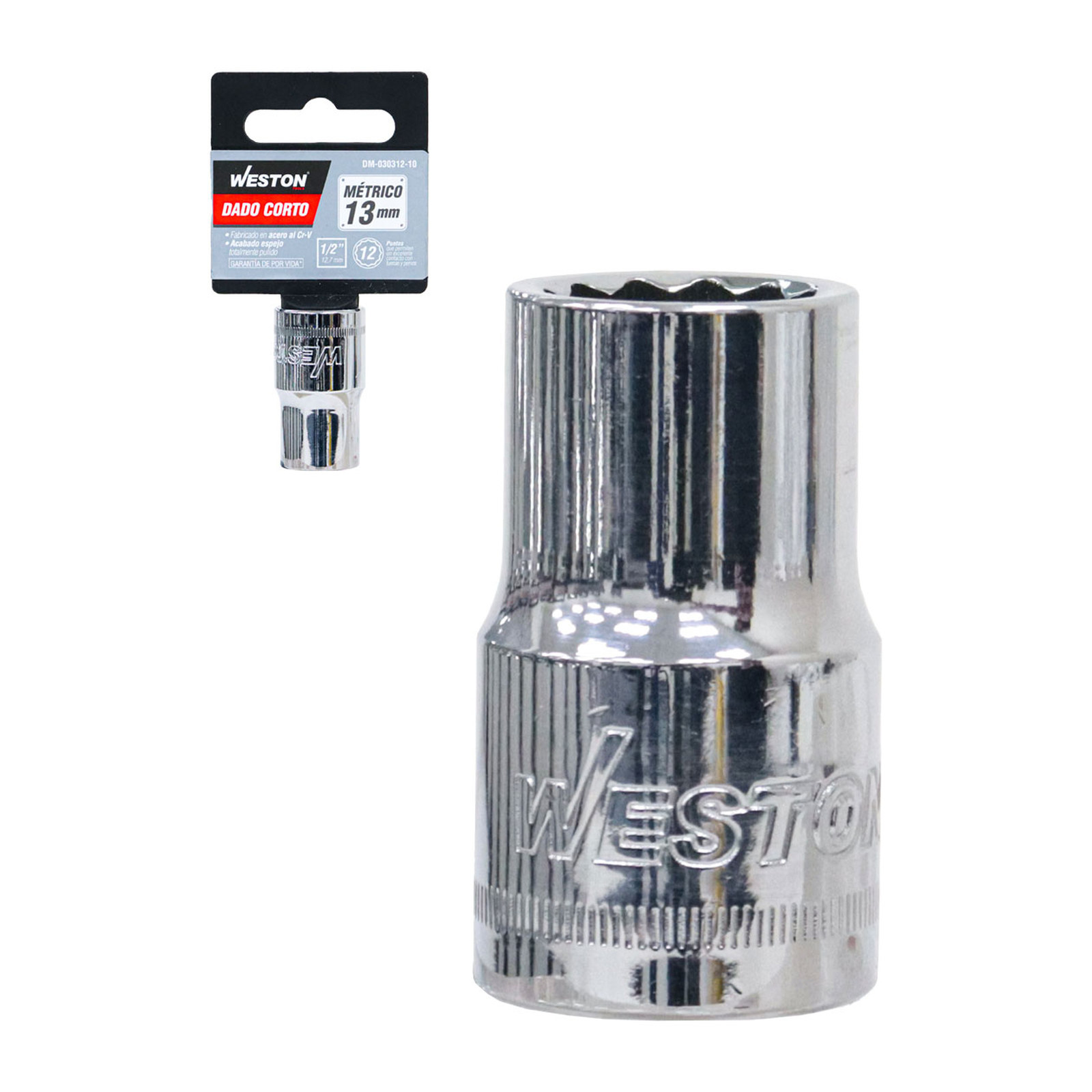 Dado Corto Cuadro 1/2" 12 Puntas 13 mm Weston