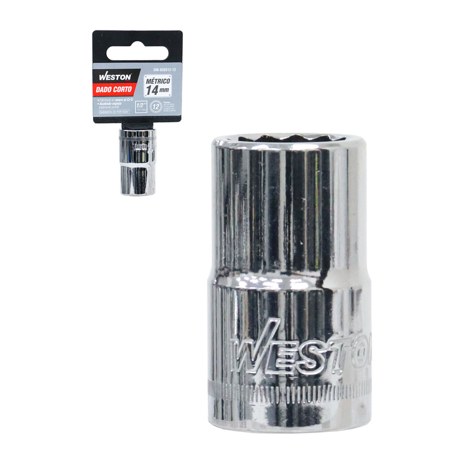 Dado Corto Cuadro 1/2" 12 Puntas 14 mm Weston