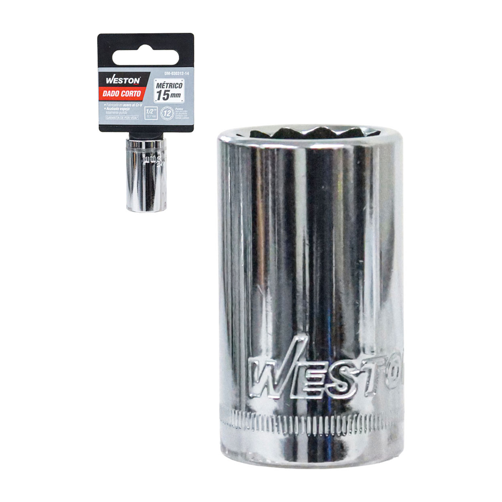 Dado Corto Cuadro 1/2" 12 Puntas 15 mm Weston