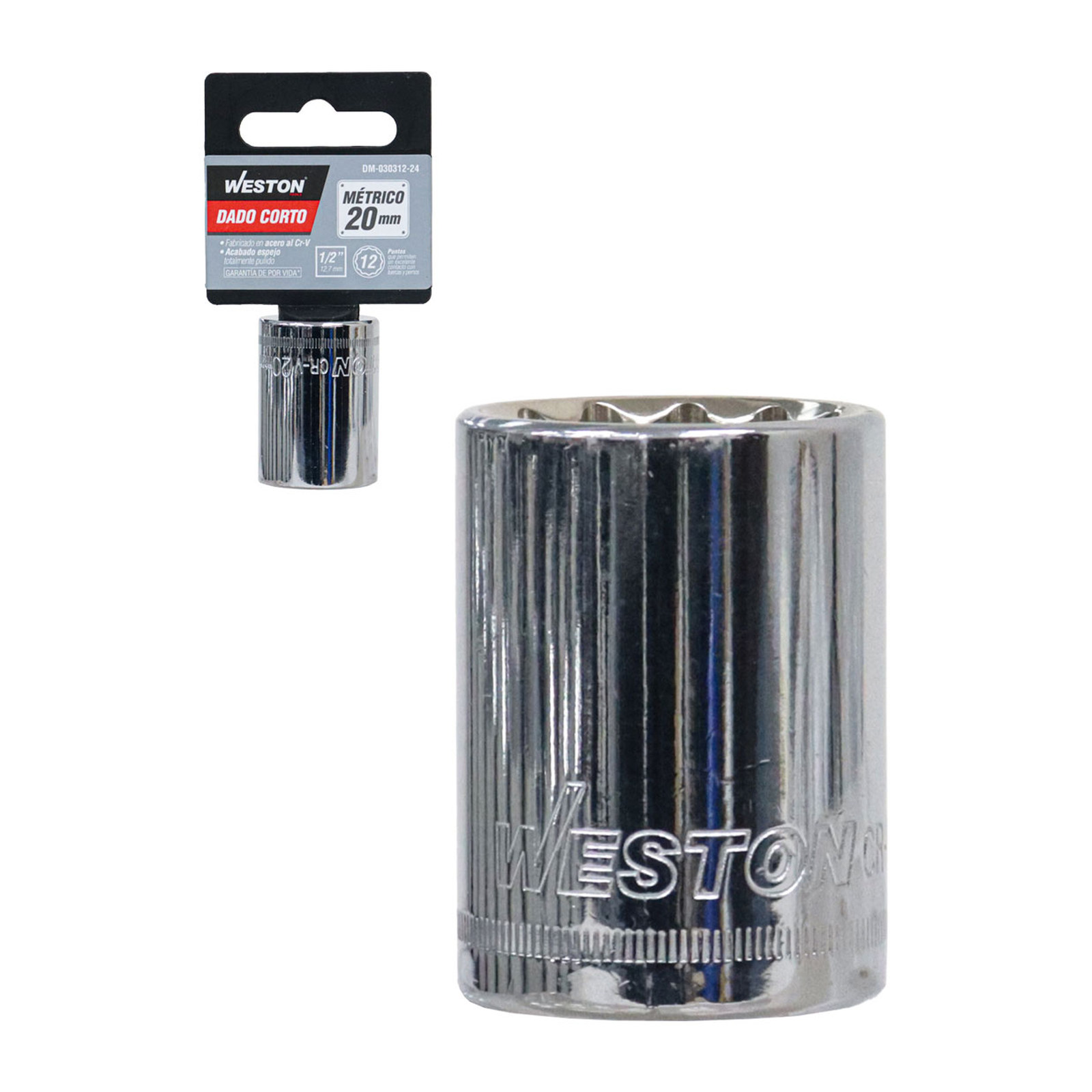 Dado Corto Cuadro 1/2" 12 Puntas 20 mm Weston