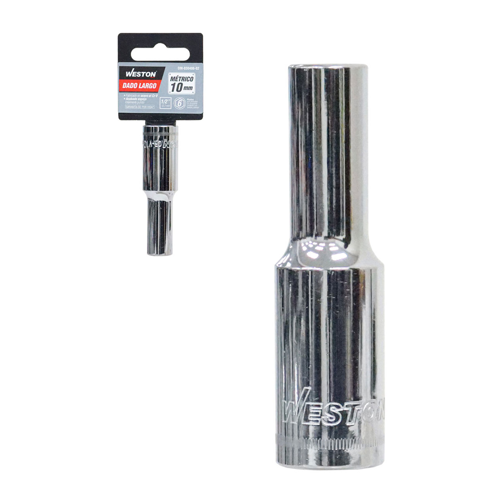 Dado Largo Cuadro 1/2" 6 Puntas 10 mm Weston
