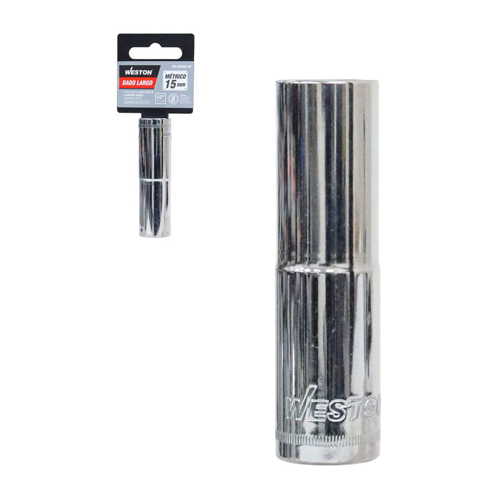 Dado Largo Cuadro 1/2" 6 Puntas 15 mm Weston