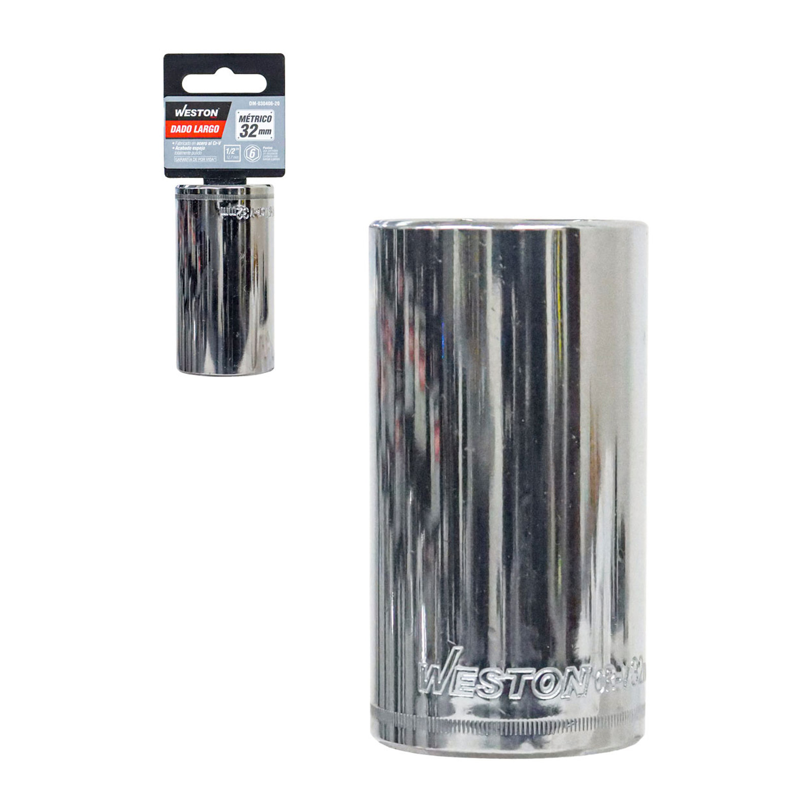 Dado Largo Cuadro 1/2" 6 Puntas 32 mm Weston