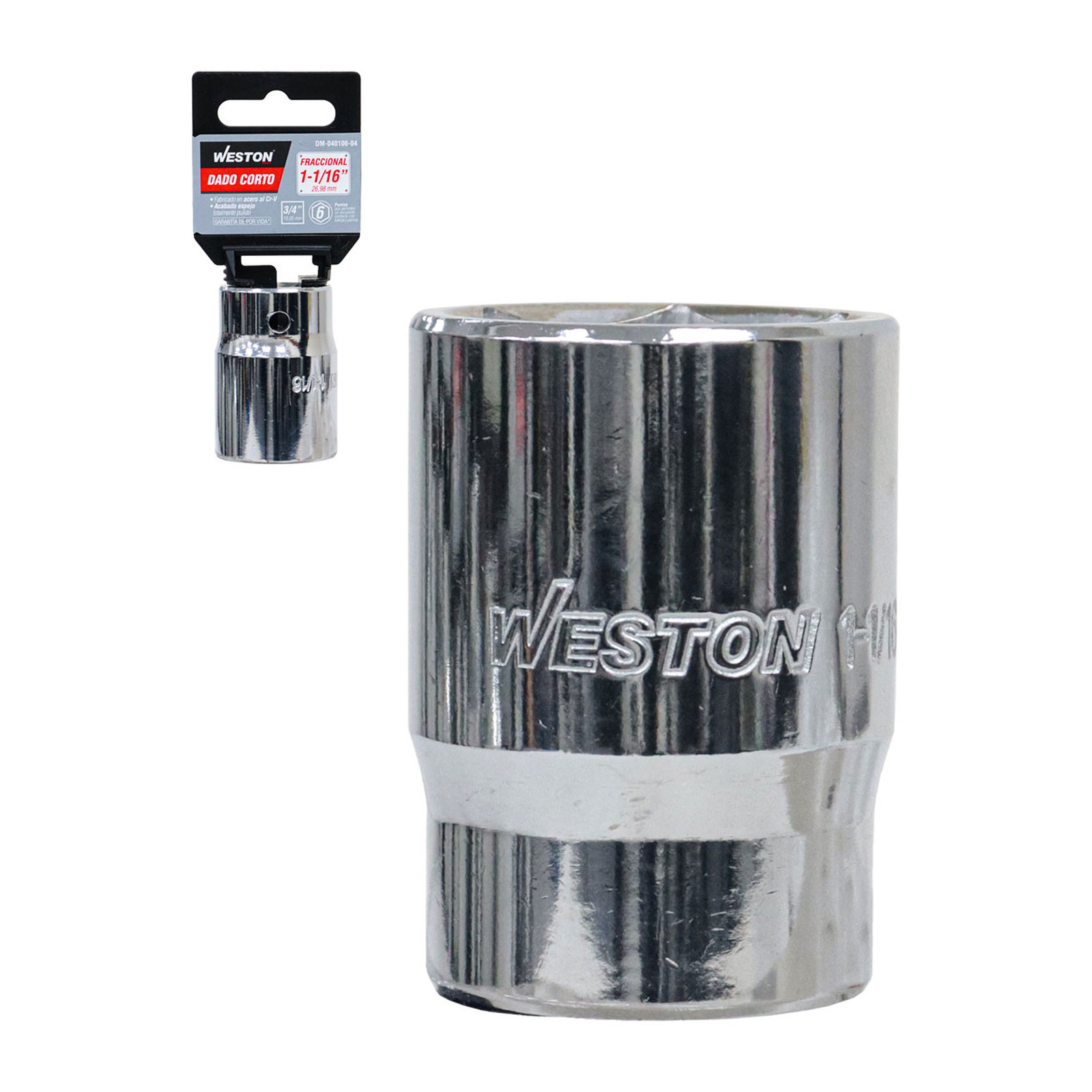 Dado Corto Cuadro 3/4" 6 Puntas 1-1/16" Weston