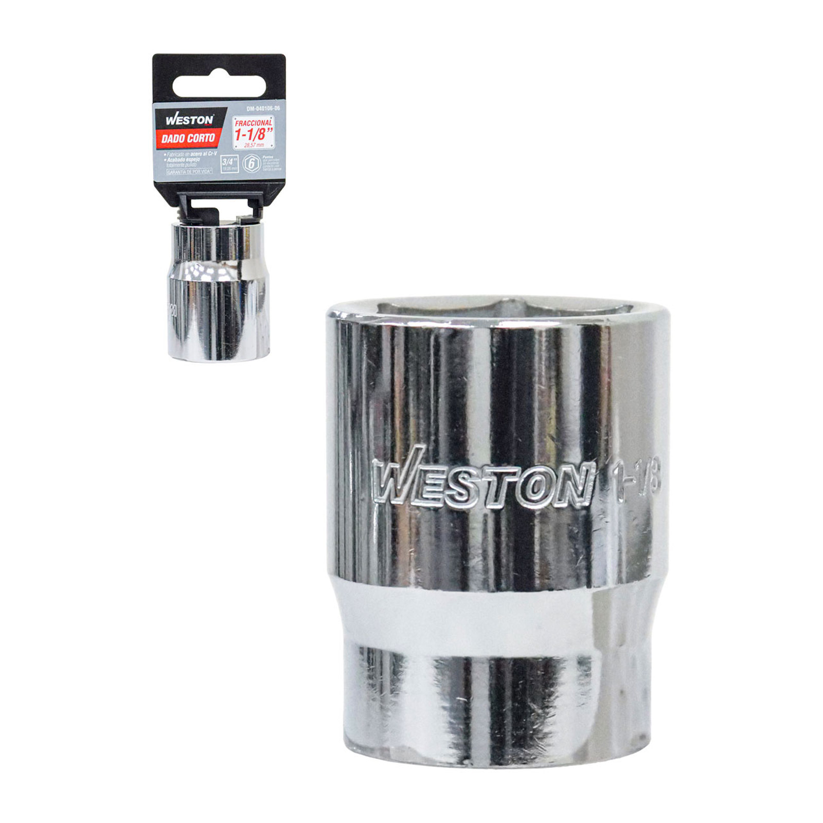 Dado Corto Cuadro 3/4" 6 Puntas 1-1/8" Weston