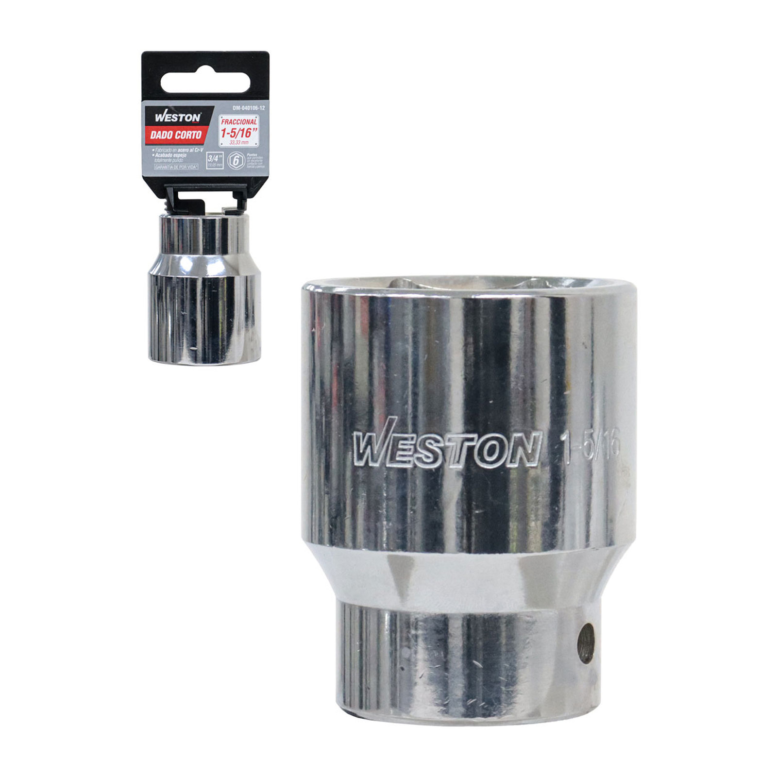 Dado Corto Cuadro 3/4" 6 Puntas 1-5/16" Weston