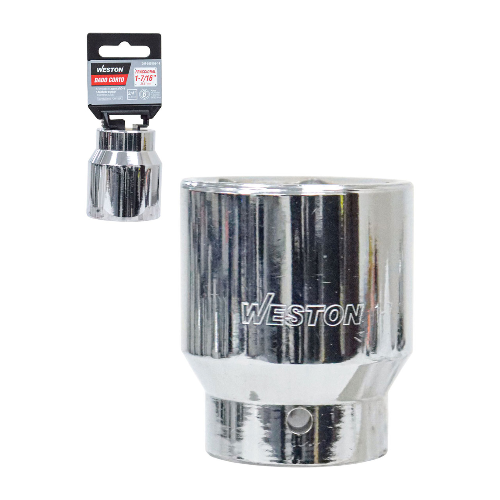 Dado Corto Cuadro 3/4" 6 Puntas 1-7/16" Weston