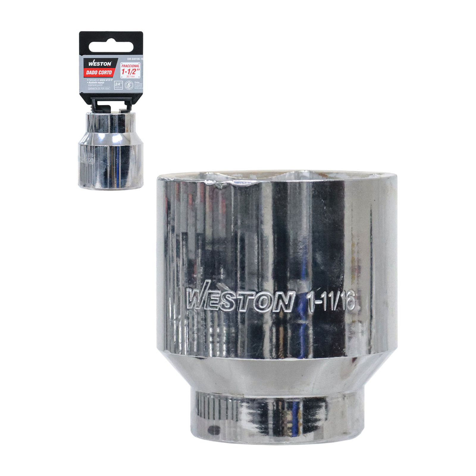 Dado Corto Cuadro 3/4" 6 Puntas 1-1/2" Weston