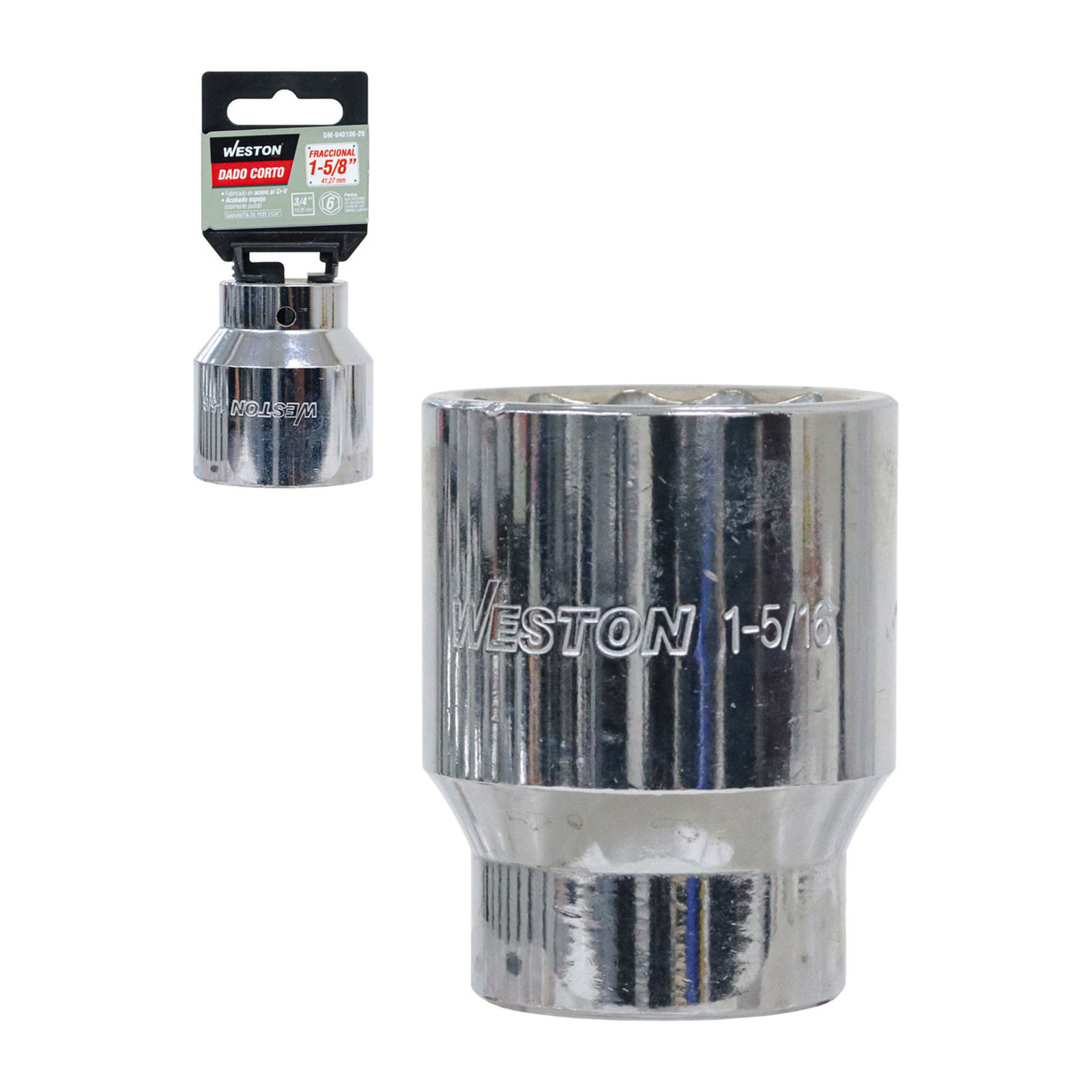 Dado Corto Cuadro 3/4" 6 Puntas 1-5/8" Weston