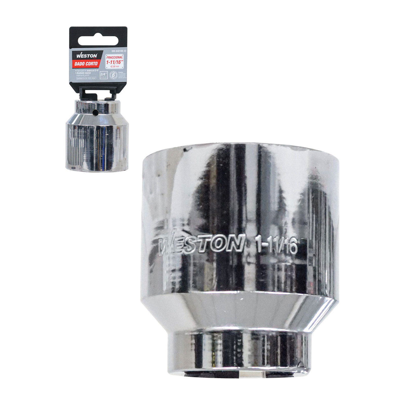 Dado Corto Cuadro 3/4" 6 Puntas 1-11/16" Weston