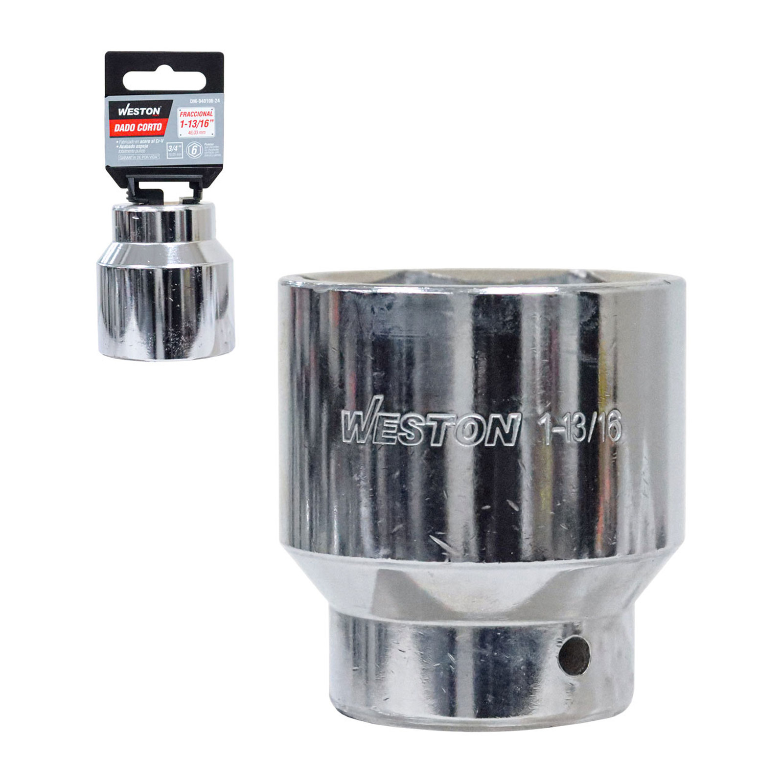 Dado Corto Cuadro 3/4" 6 Puntas 1-13/16" Weston