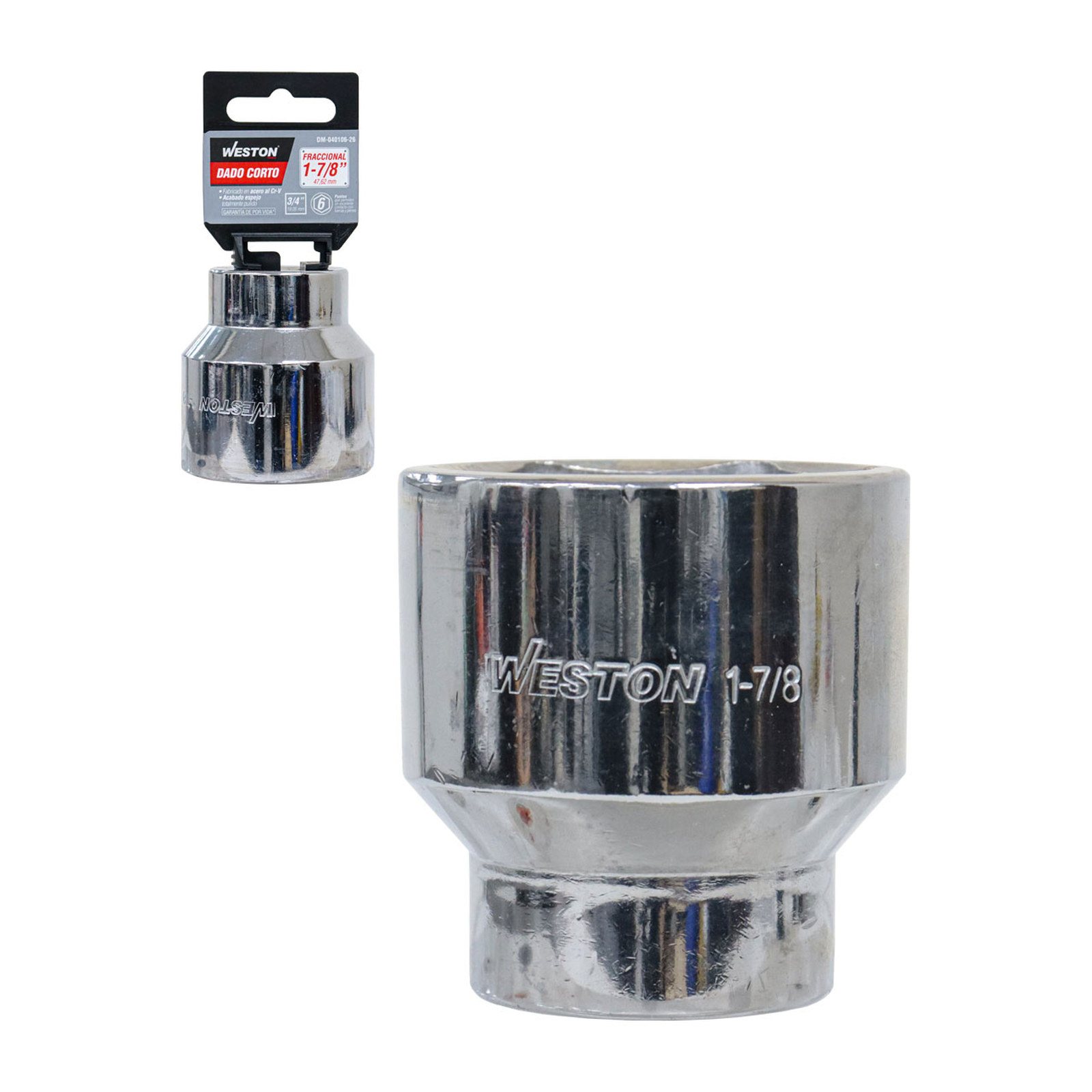 Dado Corto Cuadro 3/4" 6 Puntas 1-7/8" Weston